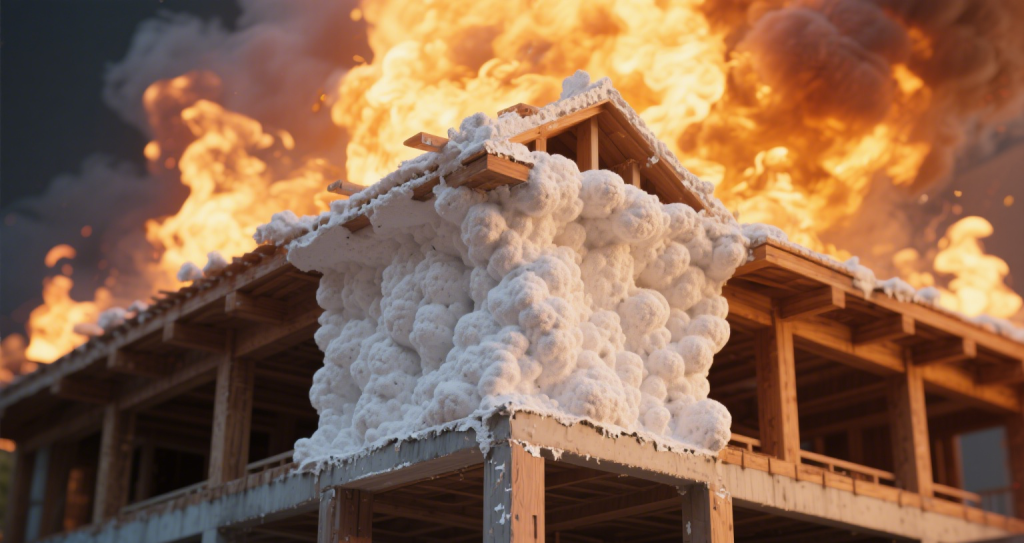 木结构建筑中防火涂料遇火膨胀状态